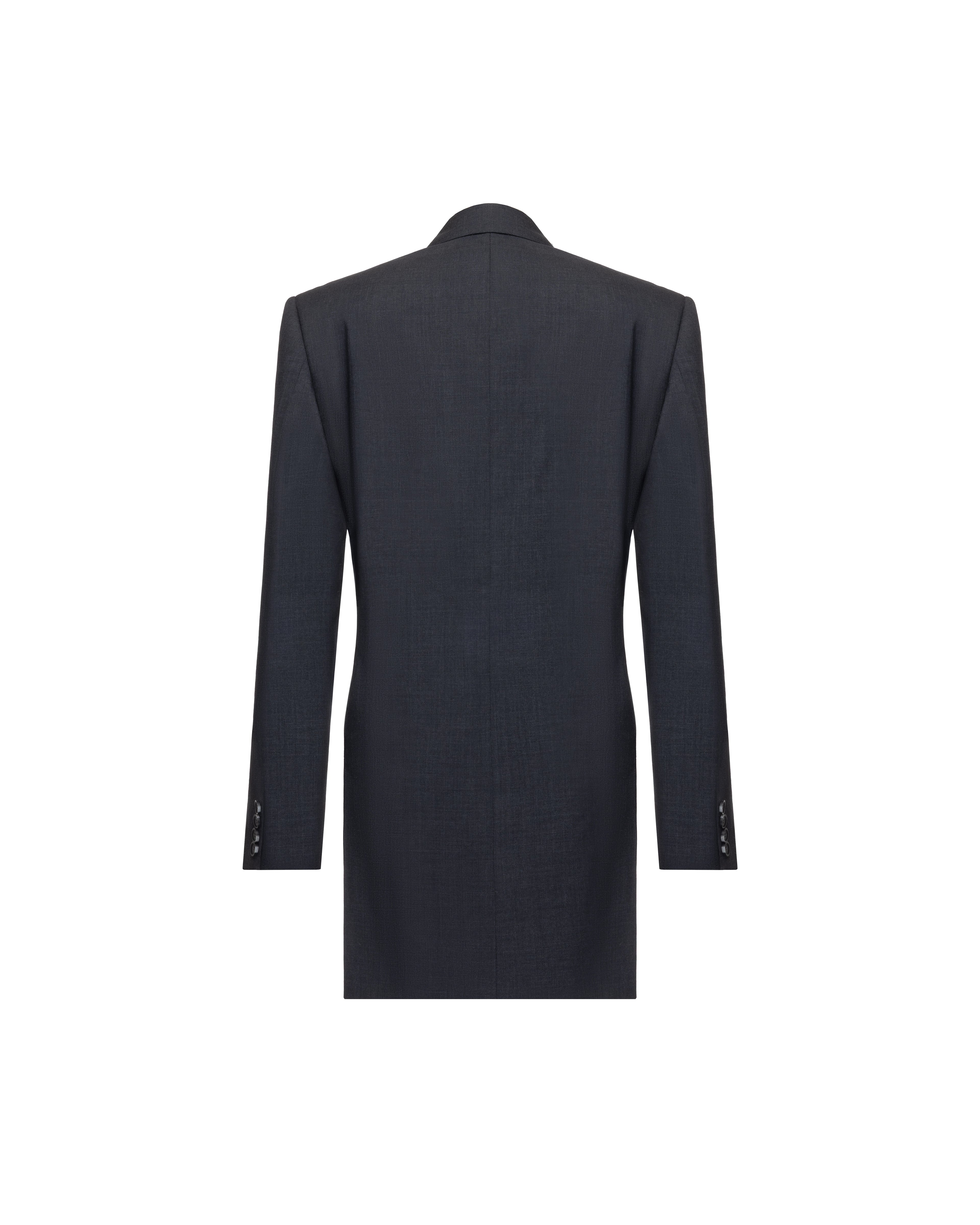 Asymmetric front jacket in wool