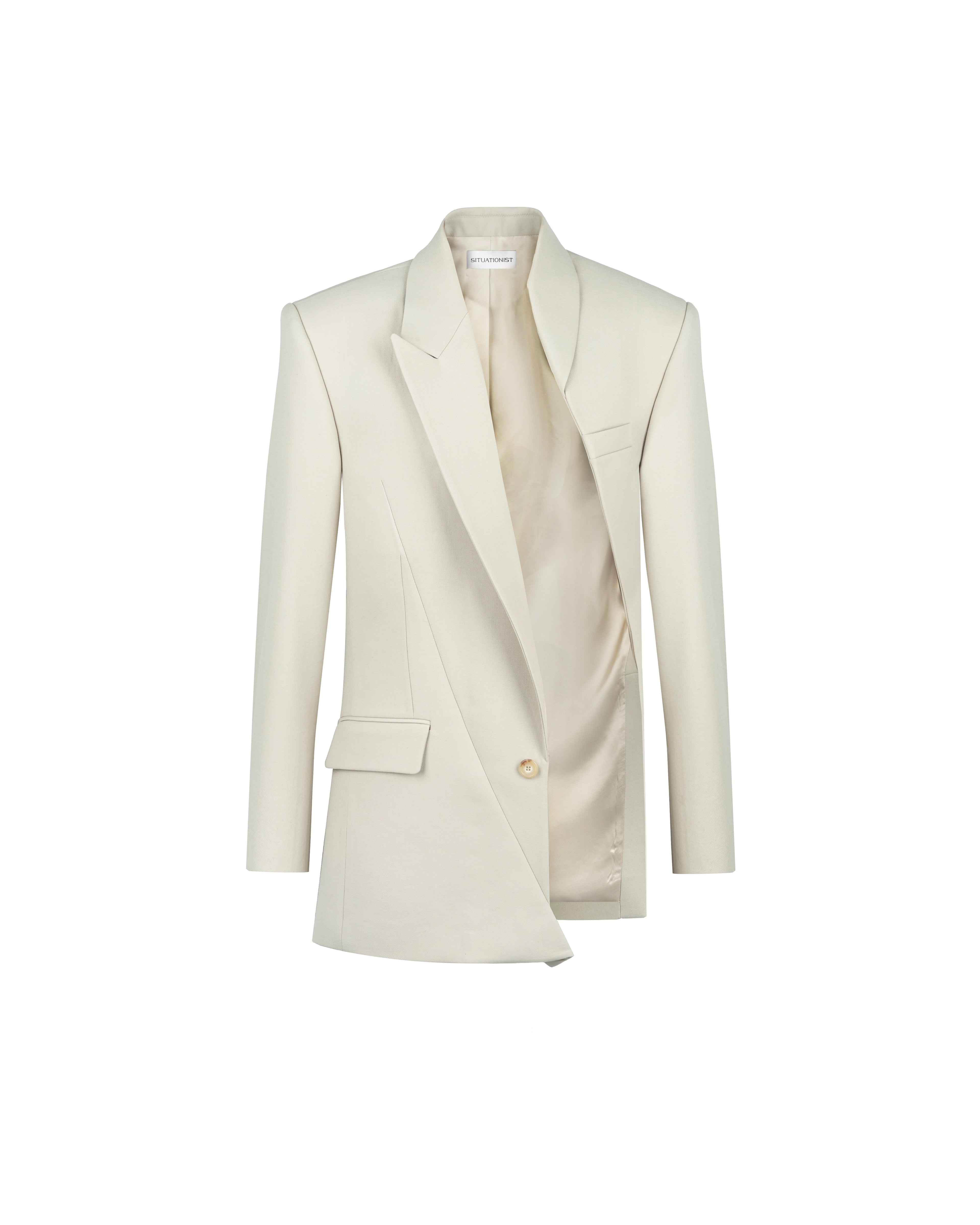 Asymmetric front jacket in wool