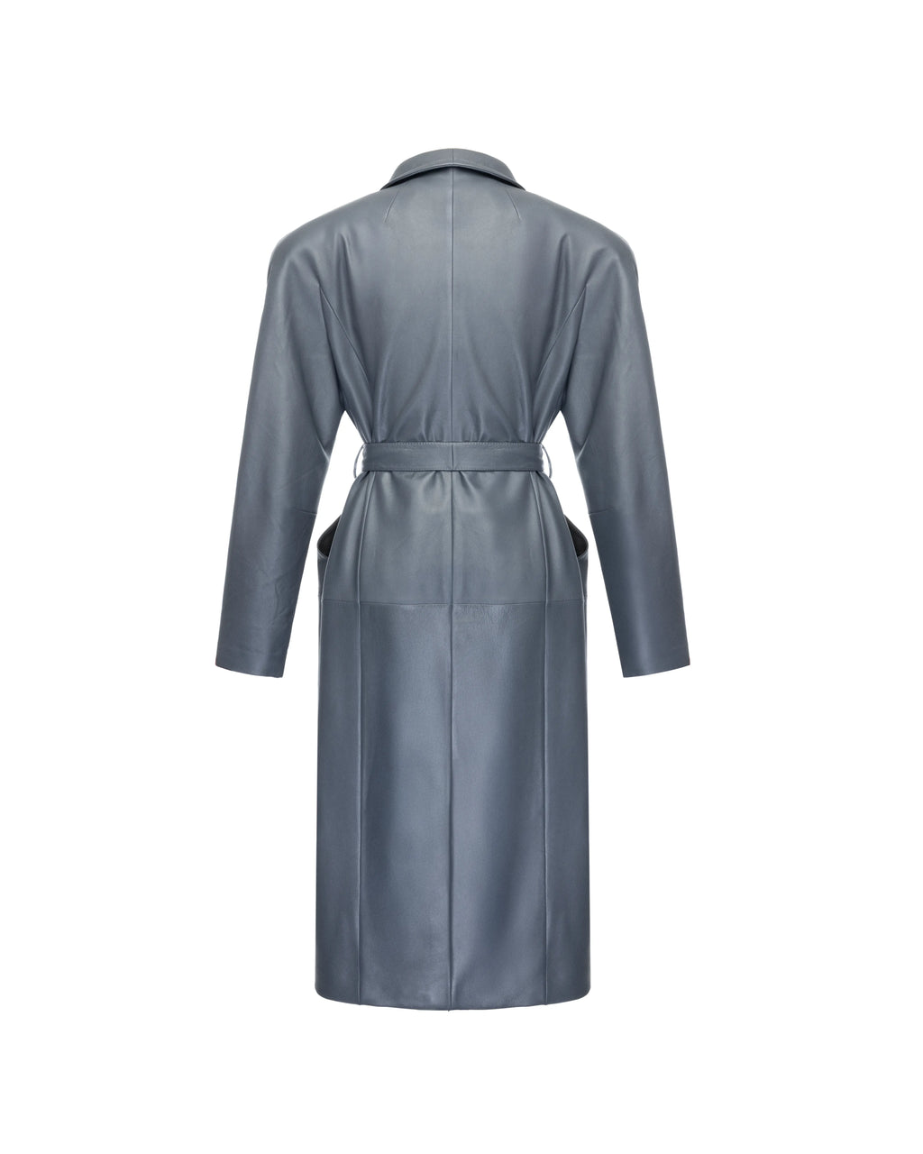 Double-breasted coat in leather