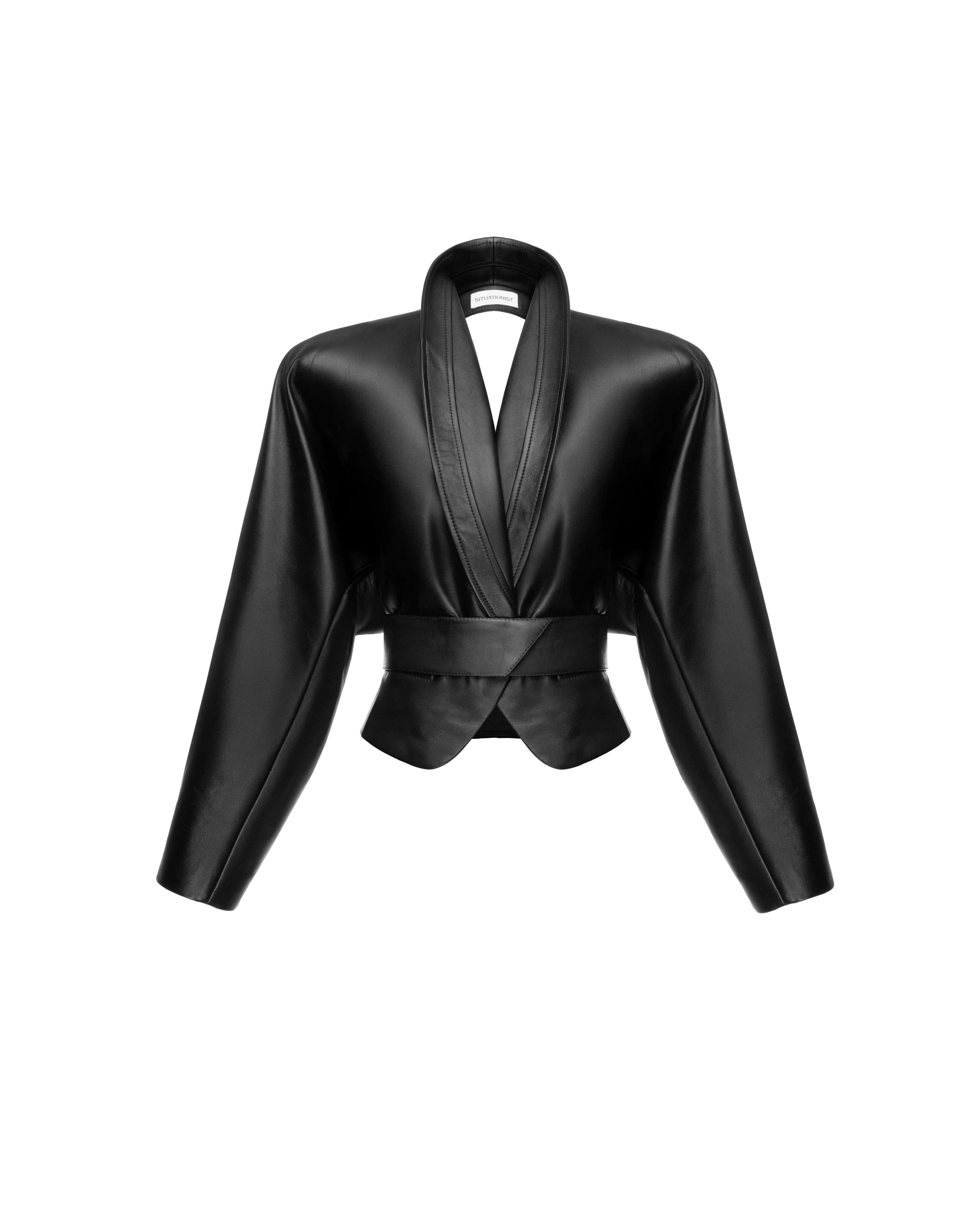 Open-back jacket in leather