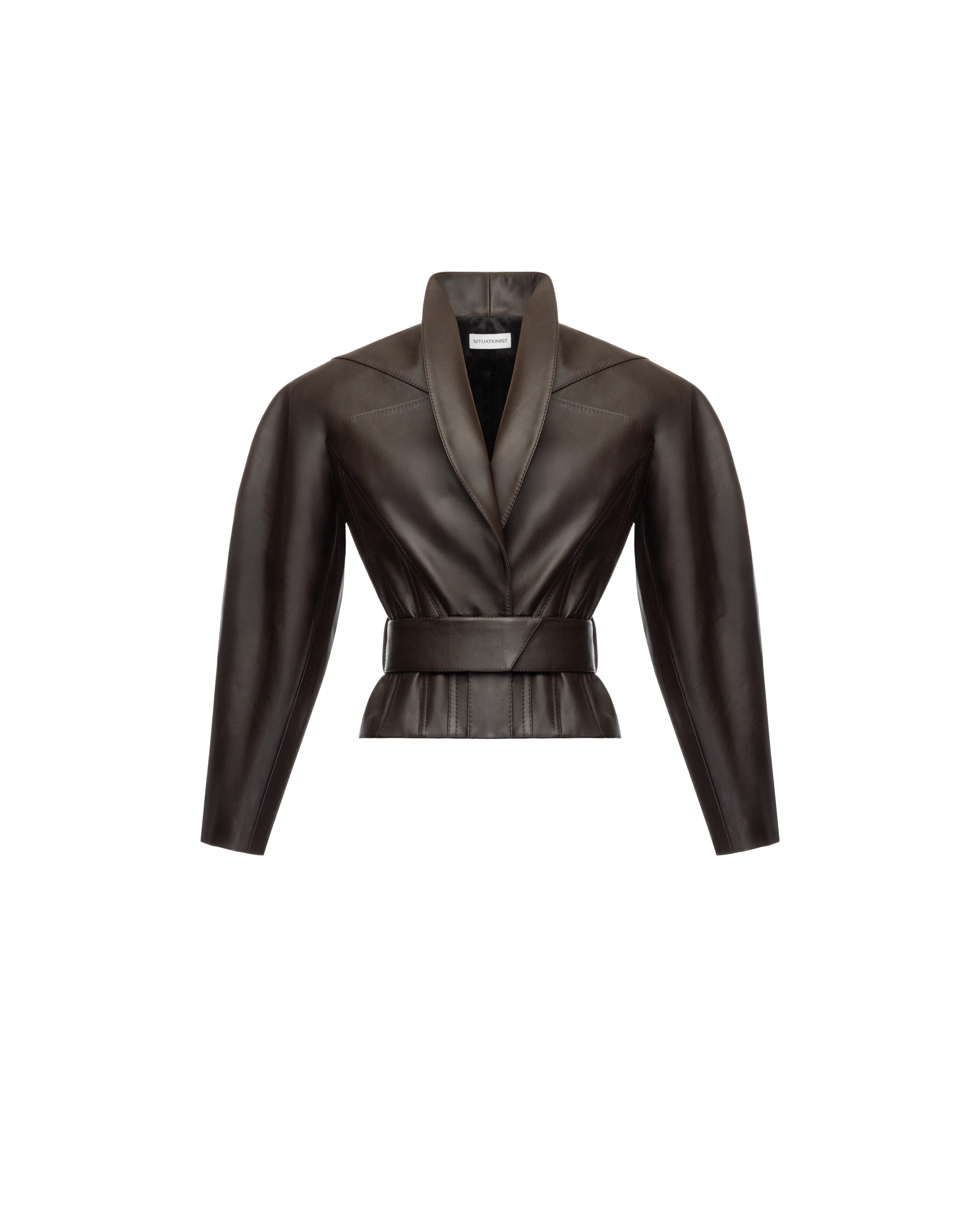 Shawl lapel jacket in leather