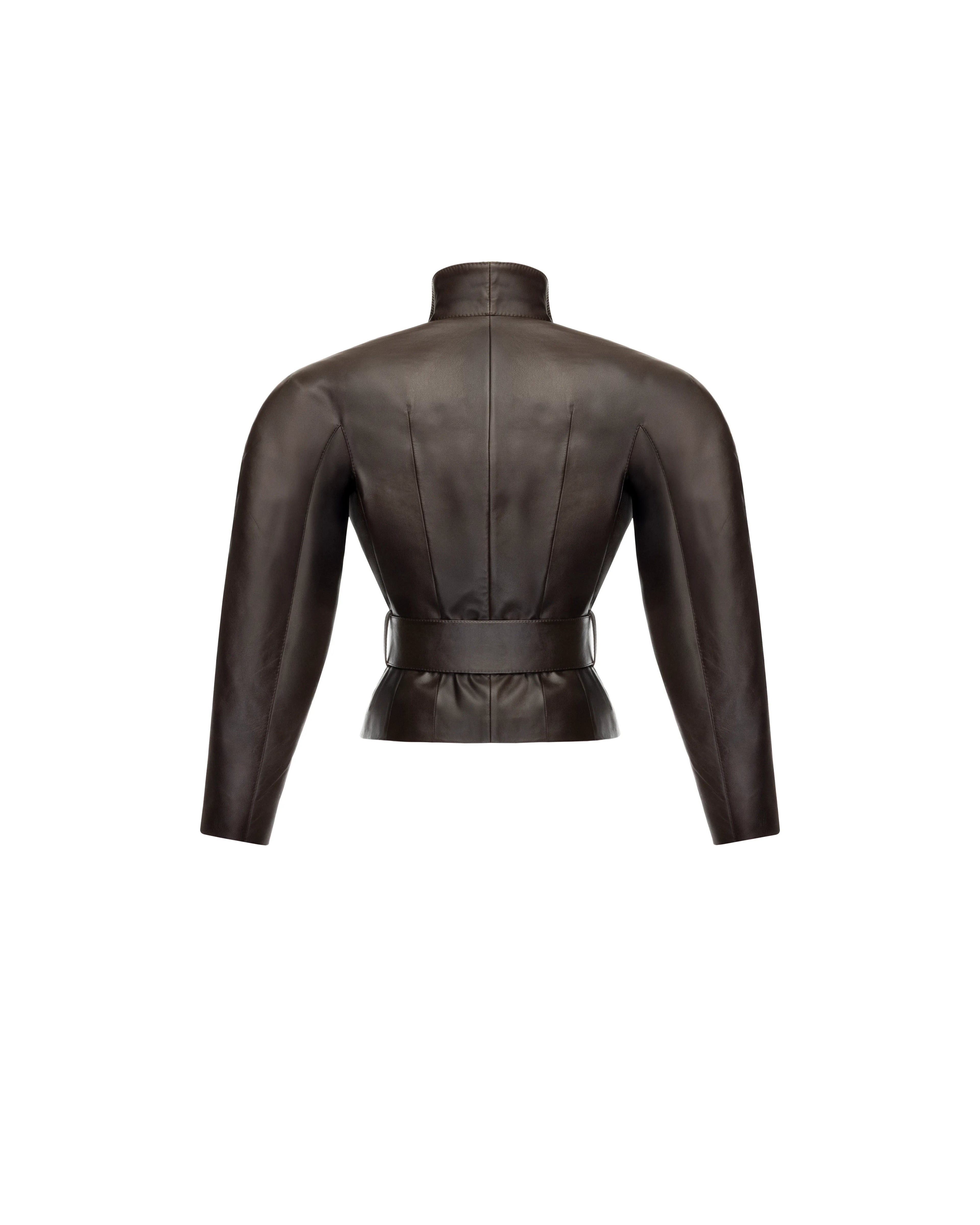 Shawl lapel jacket in leather
