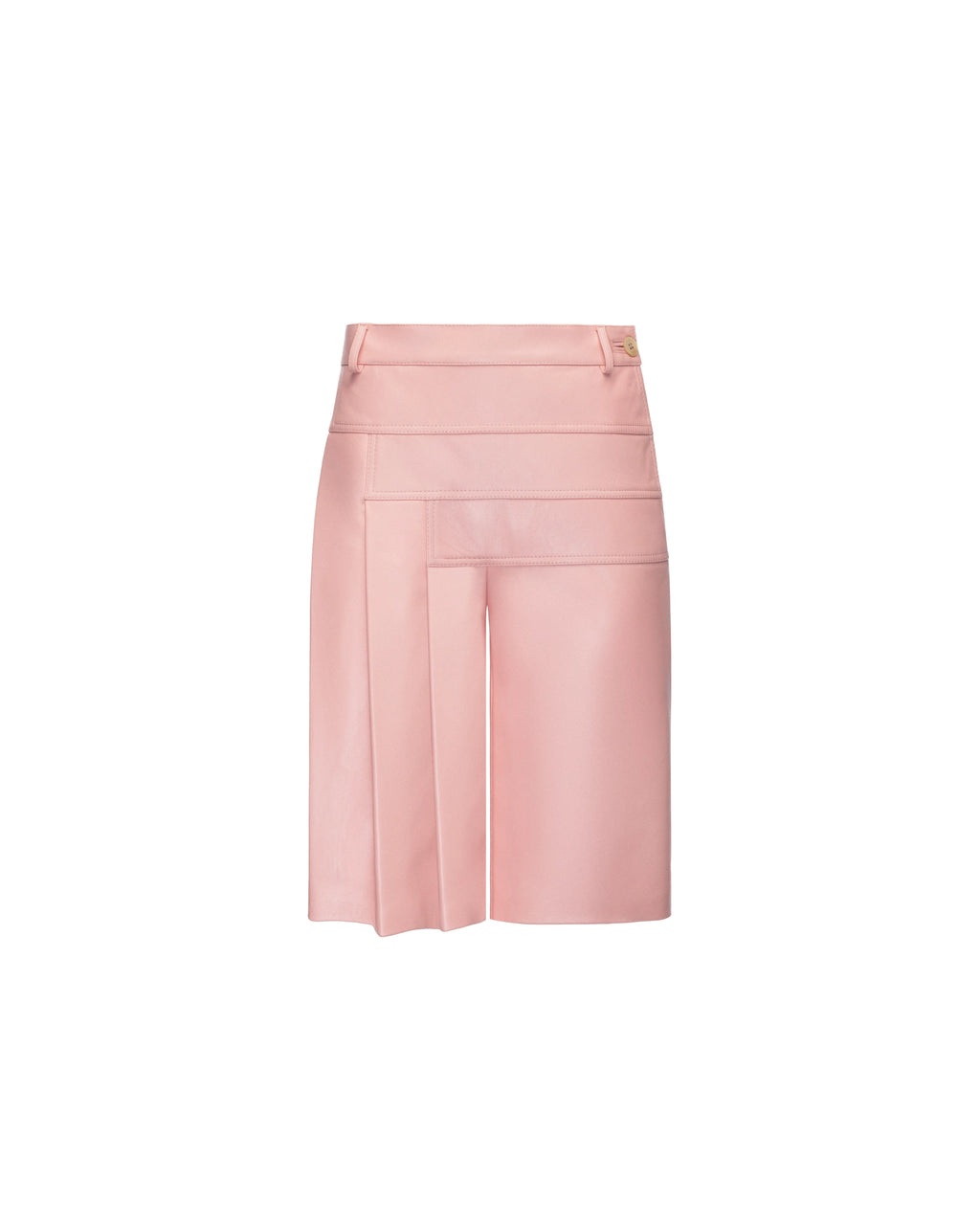 Layered knee-length shorts in leather