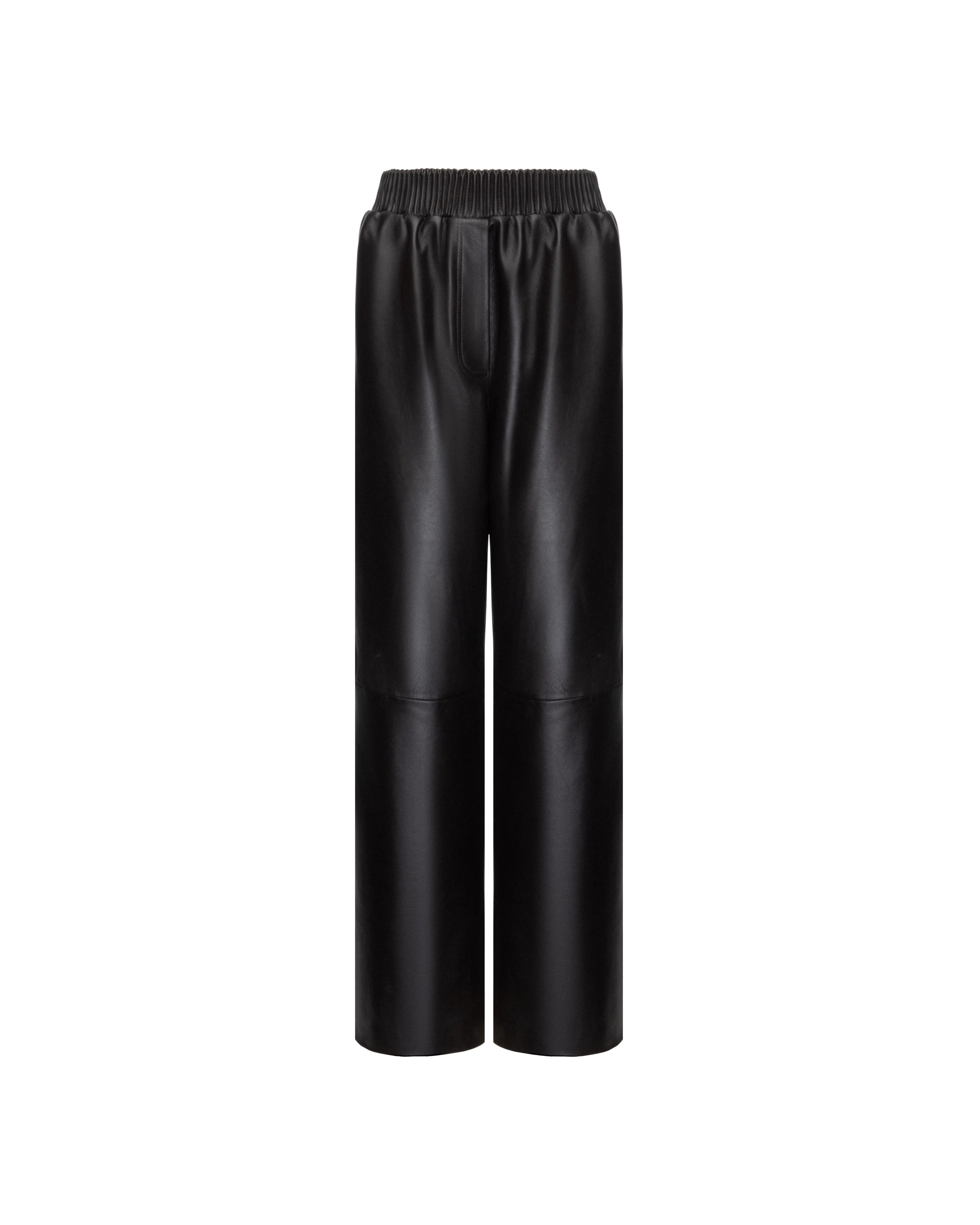 Straight-leg pants in leather