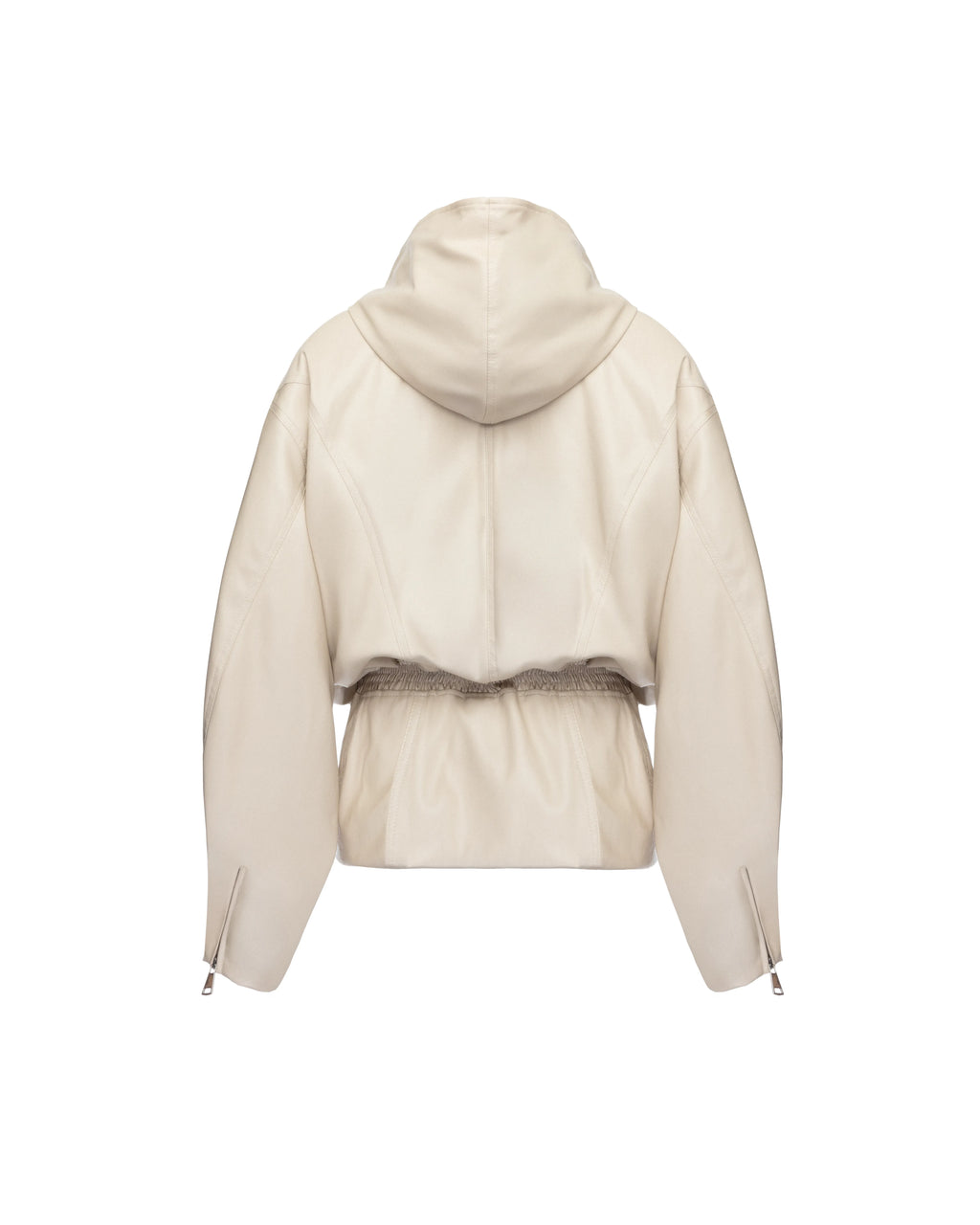 Hooded zip-up jacket in leather