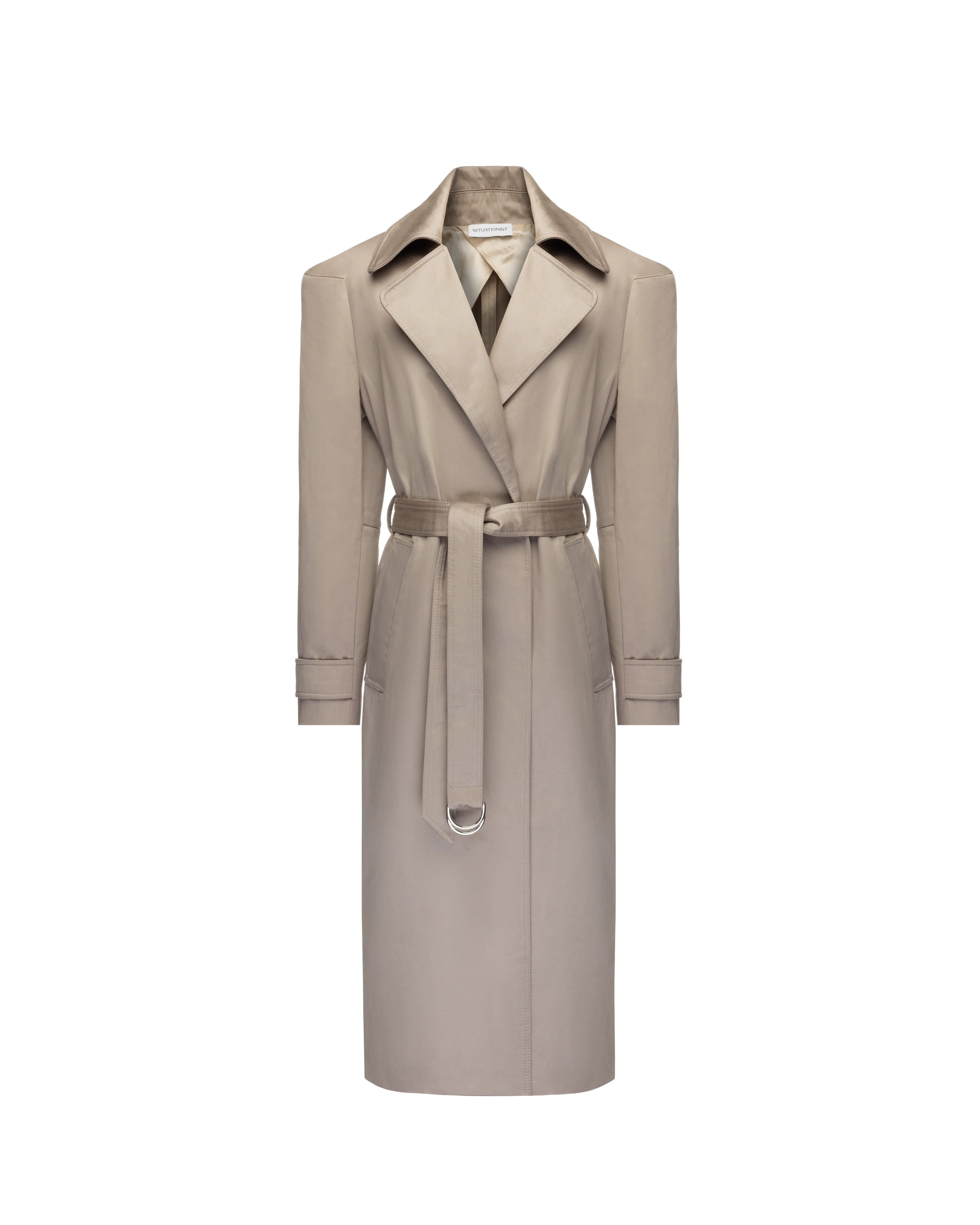 Lapel collar trench coat in cotton