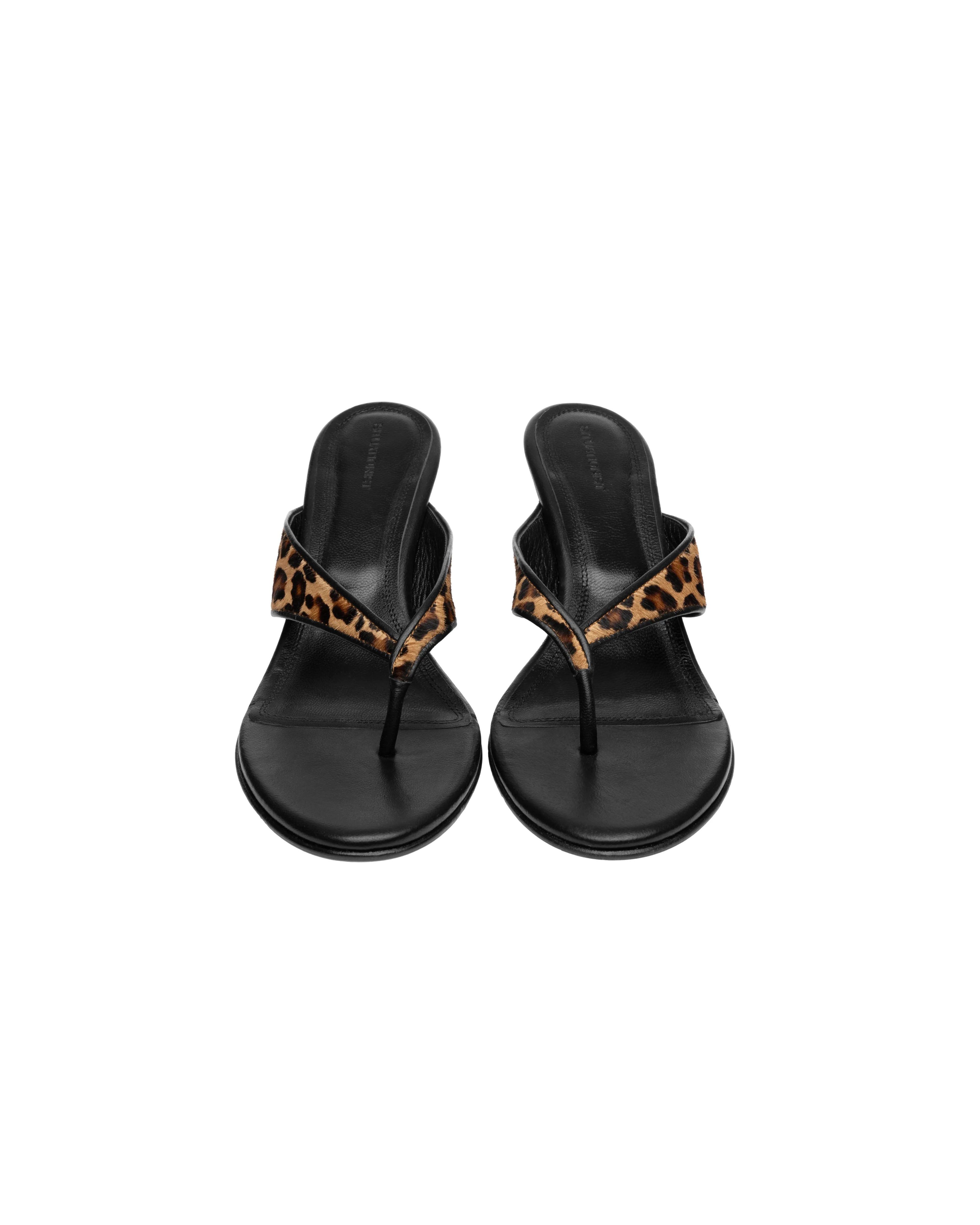 Slip-on thong-style sandals in leather